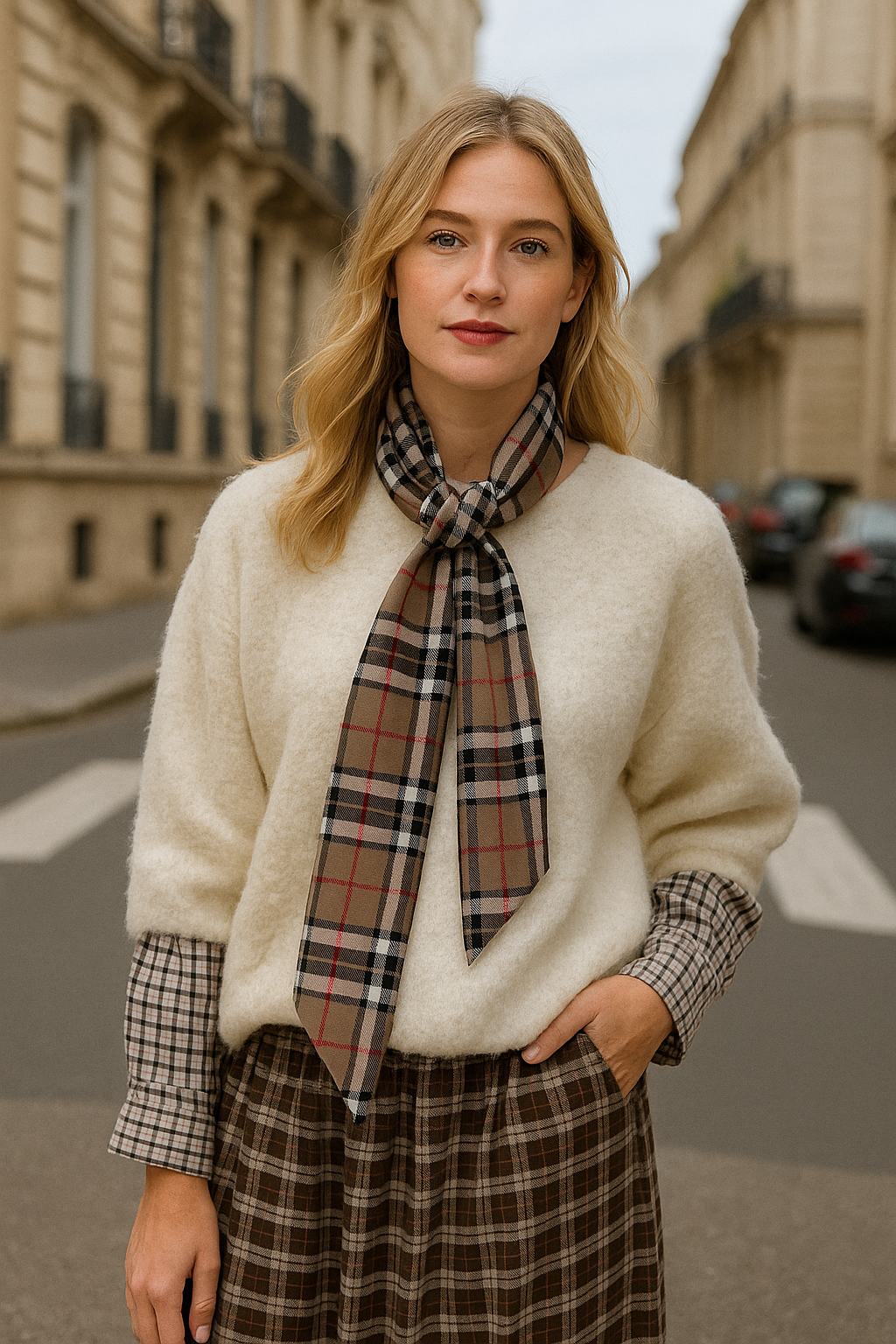 Foulard MOR _  Tartan Burby beige _ CYU