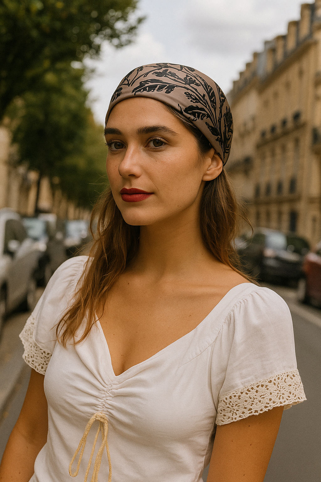 Foulard CYU grand Carré soie marron