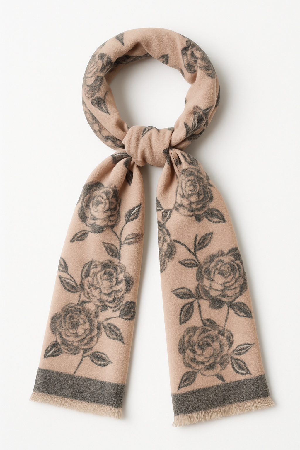 Foulard CYU long rose chair et gris très doux