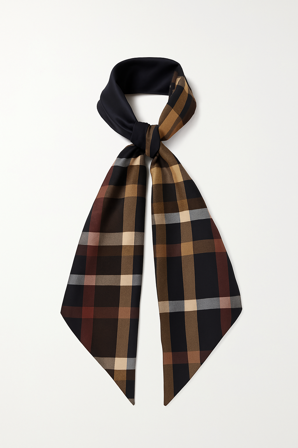 Foulard CLARE _ tartan bleu marron et verso satin bleu_ CYU