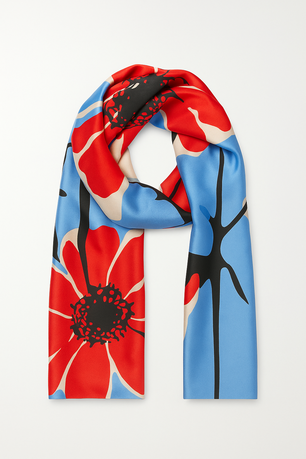 Foulard CYU bleu rose rouge long et soyeux