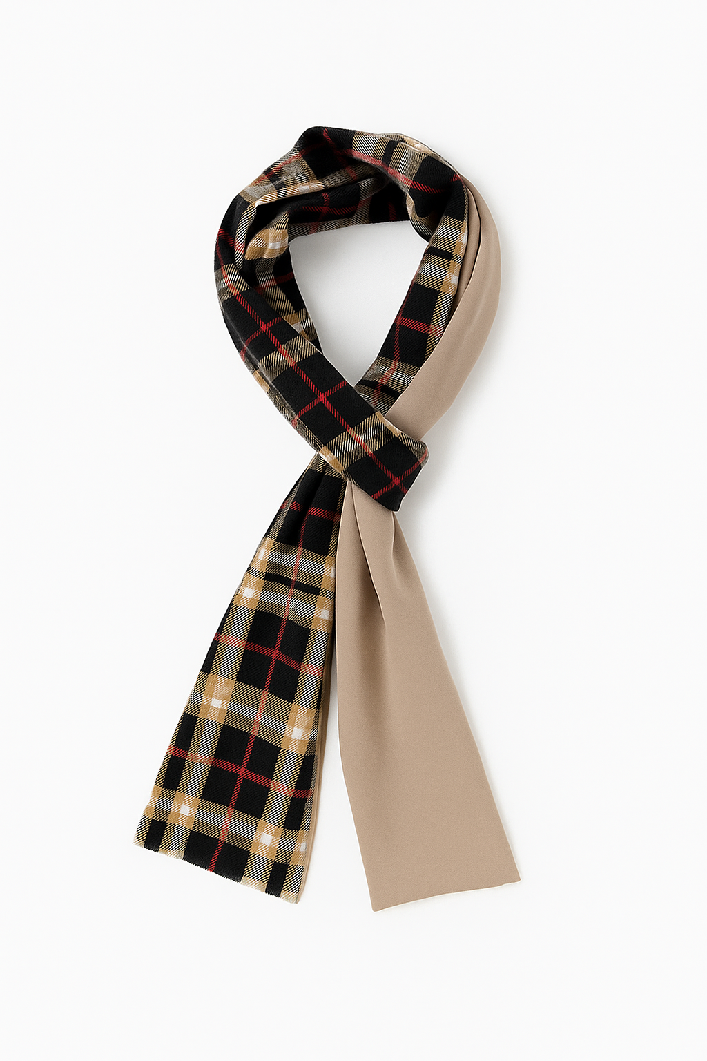 Foulard long CYU Burberry Style Noir et Beige