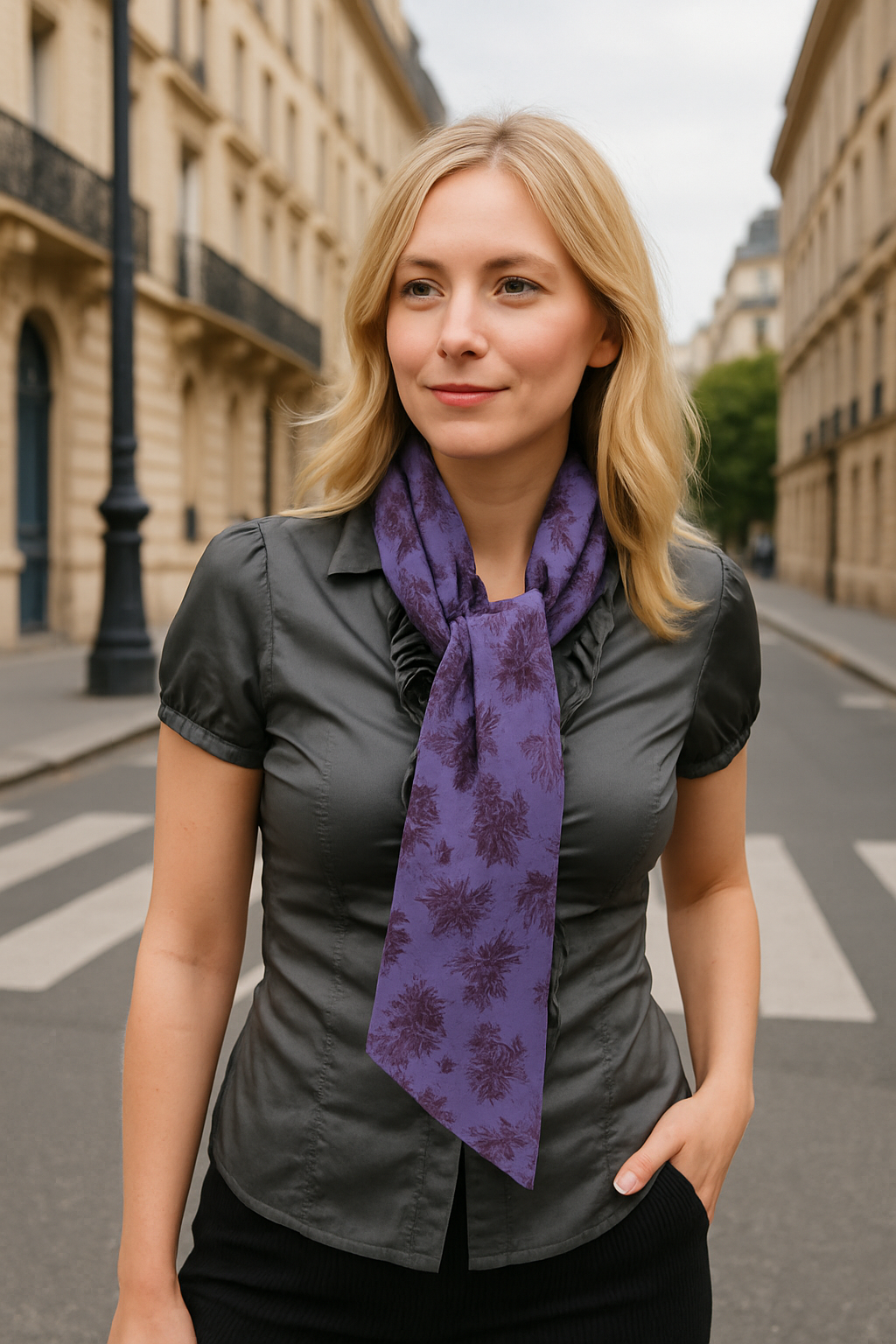 Foulard SIARGAO _ violet soyeux _ CYU
