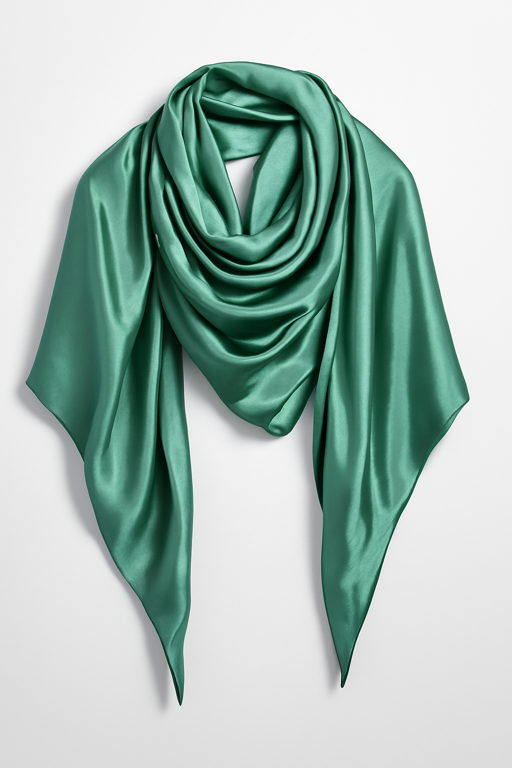 Châle Vert en Satin & Viscose demi lune