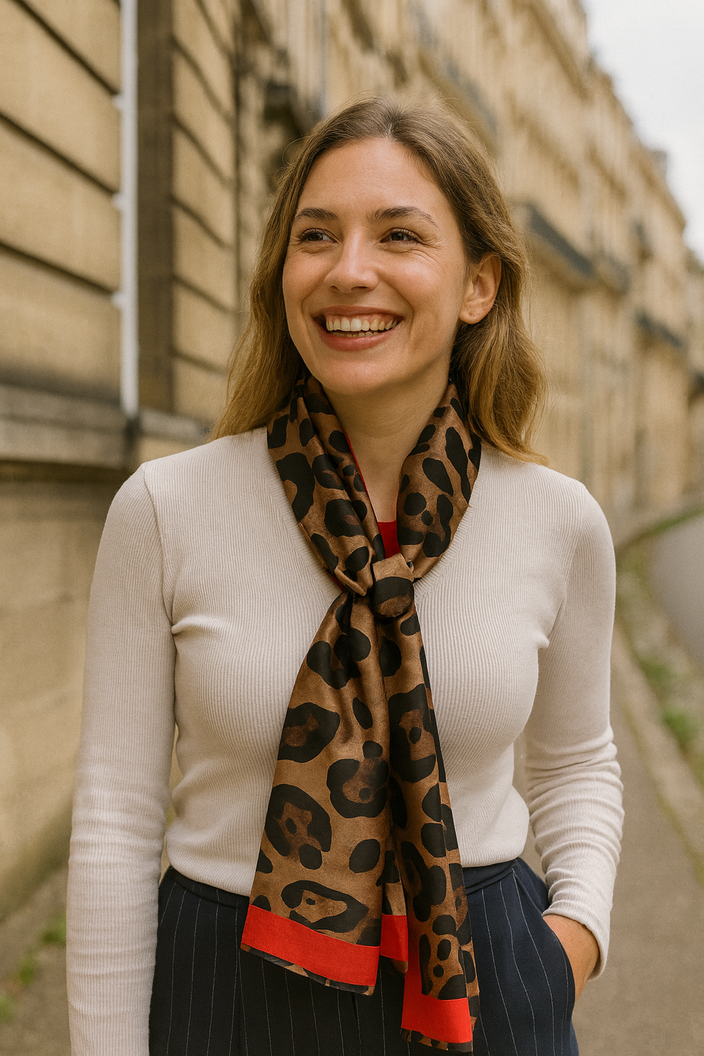 Foulard CYU léopard long et soyeux