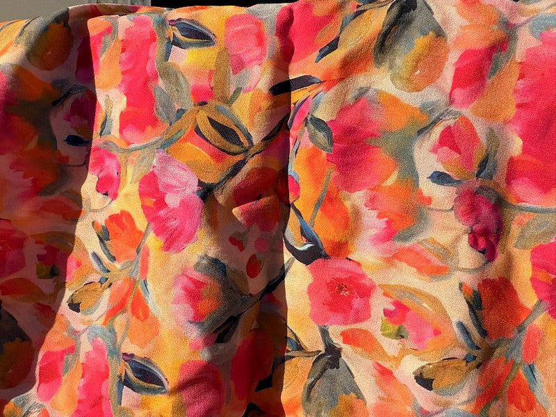 Foulard CYU Fleuri Rose et Orange, joyeux doux et léger
