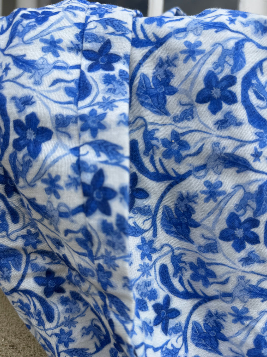 Foulard CYU long mosaïques bleues en coton