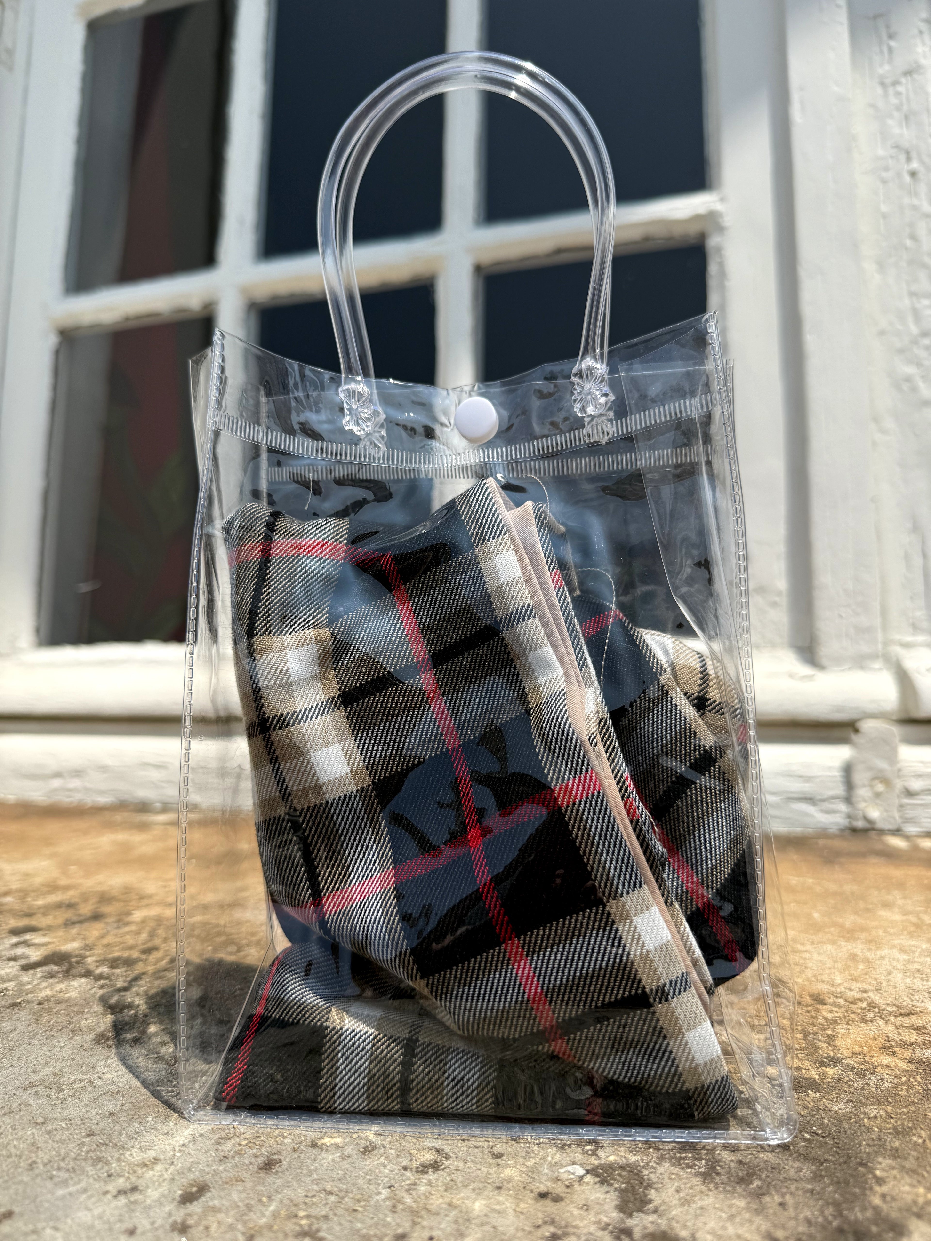 Foulard long CYU Burberry Style Noir et Beige
