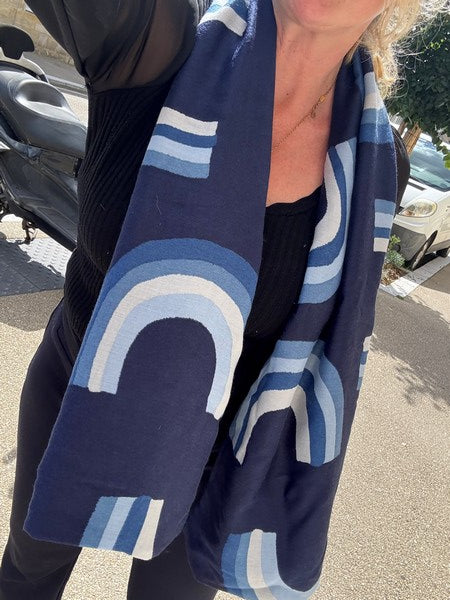Foulard CYU Arc en Ciel Bleu Marine long doux et léger