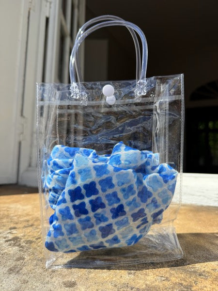 Foulard CYU long, doux et léger Bleu mosaïque