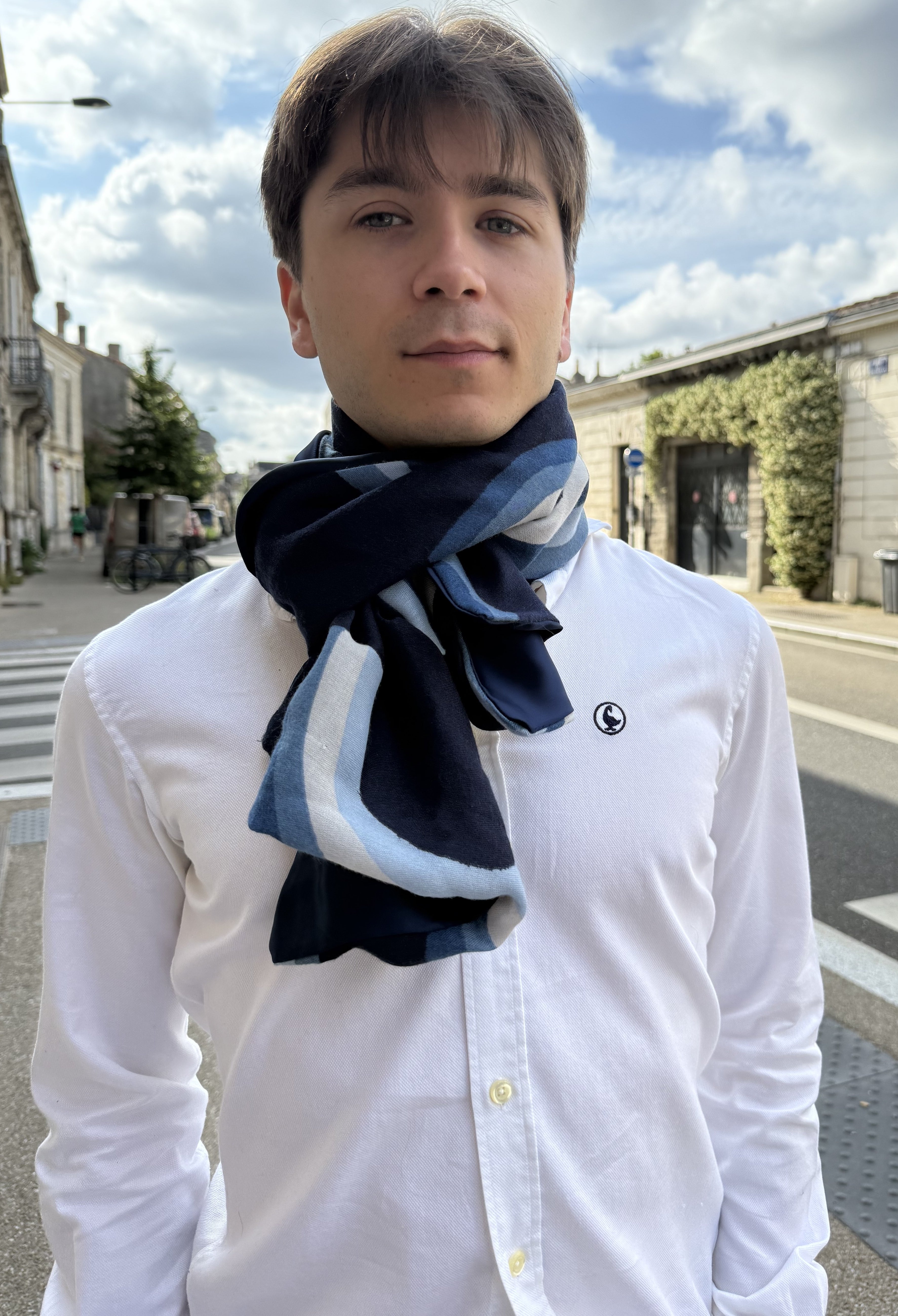 Foulard CYU Arc en Ciel Bleu Marine long doux et léger