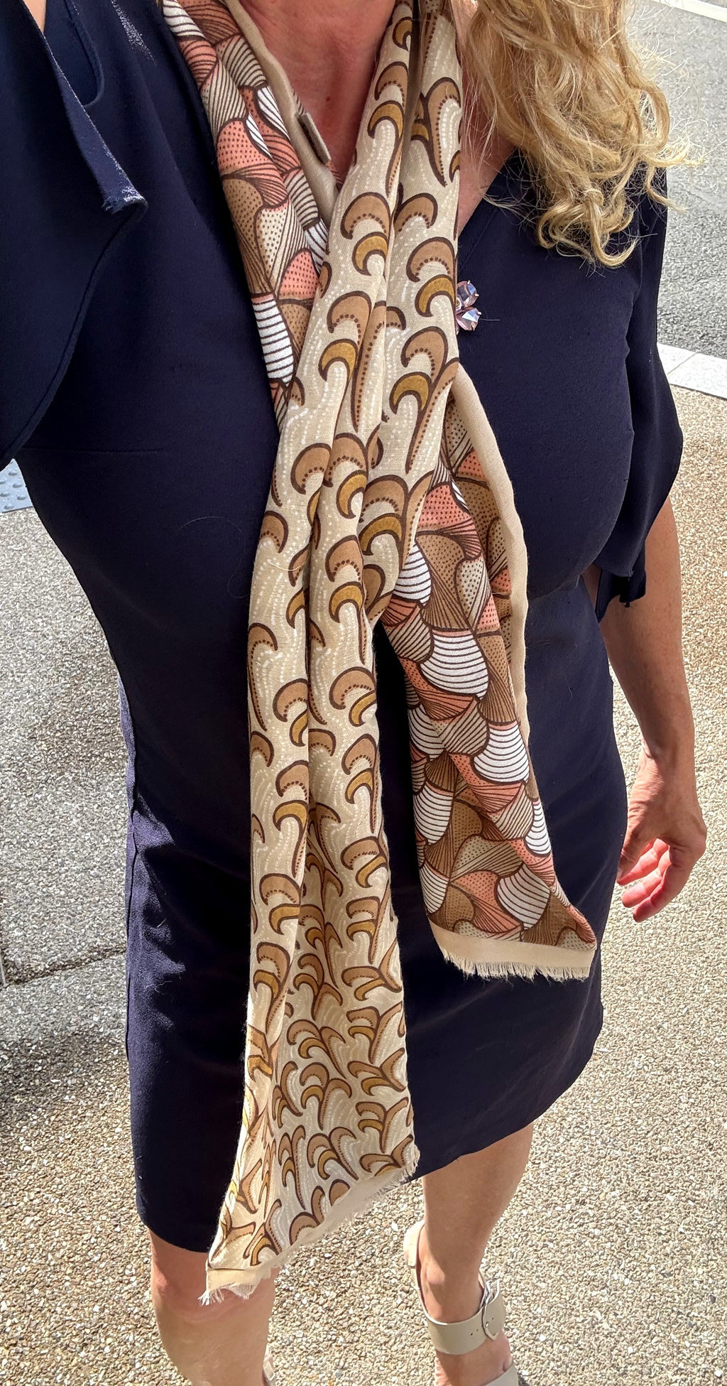 Foulard long CYU Beige Rétro très doux