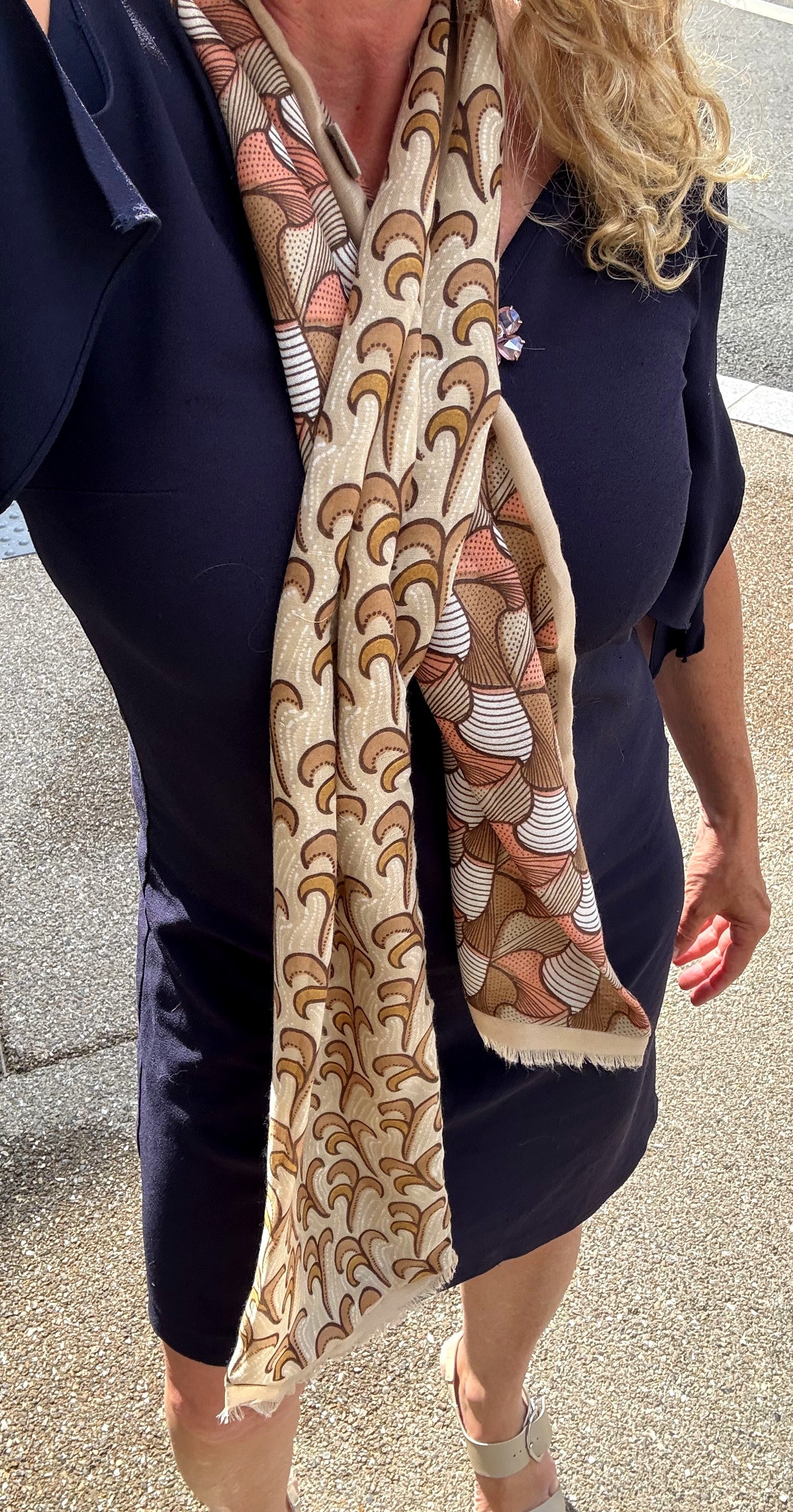 Foulard long CYU Beige Rétro très doux
