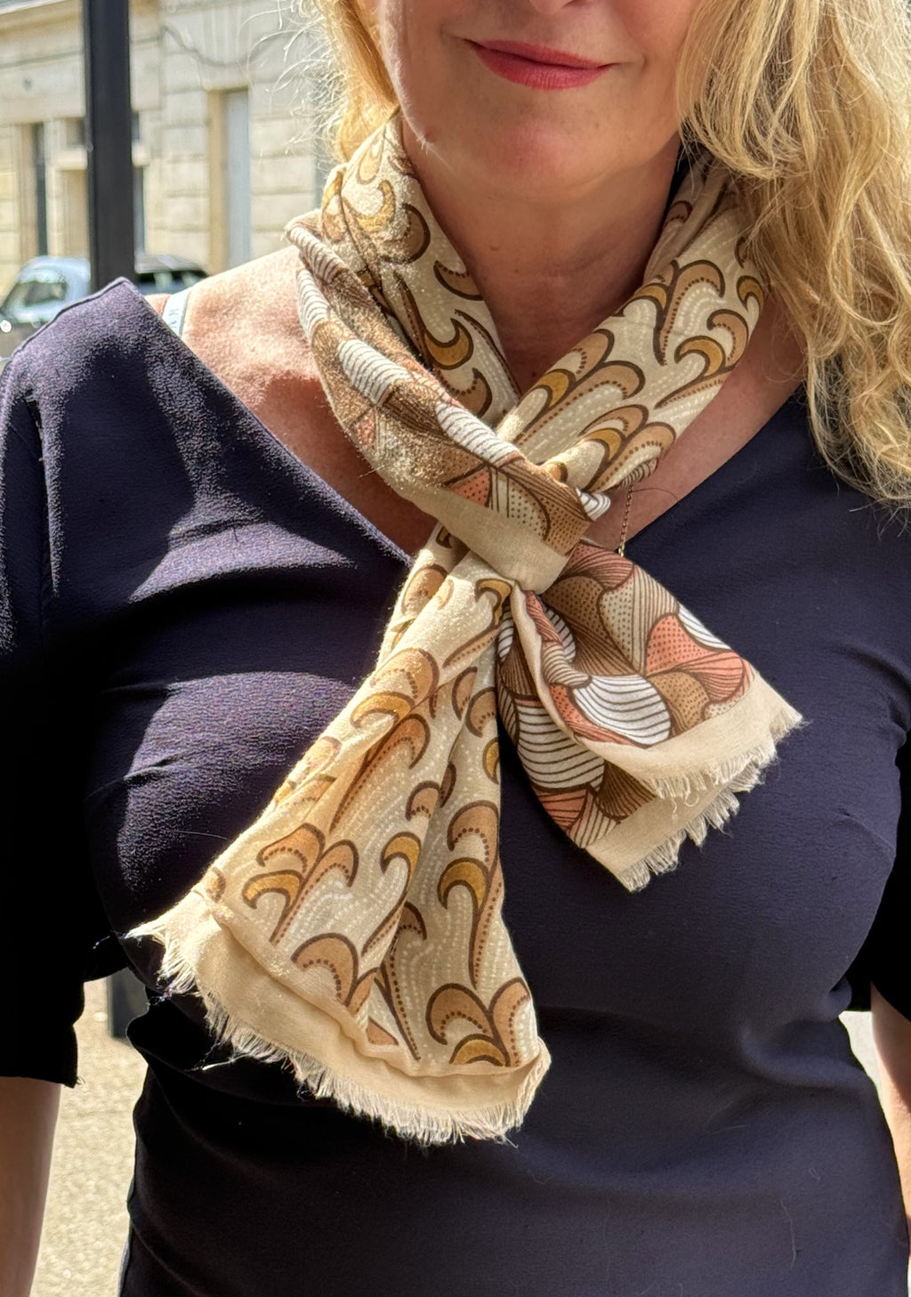 Foulard long CYU Beige Rétro très doux