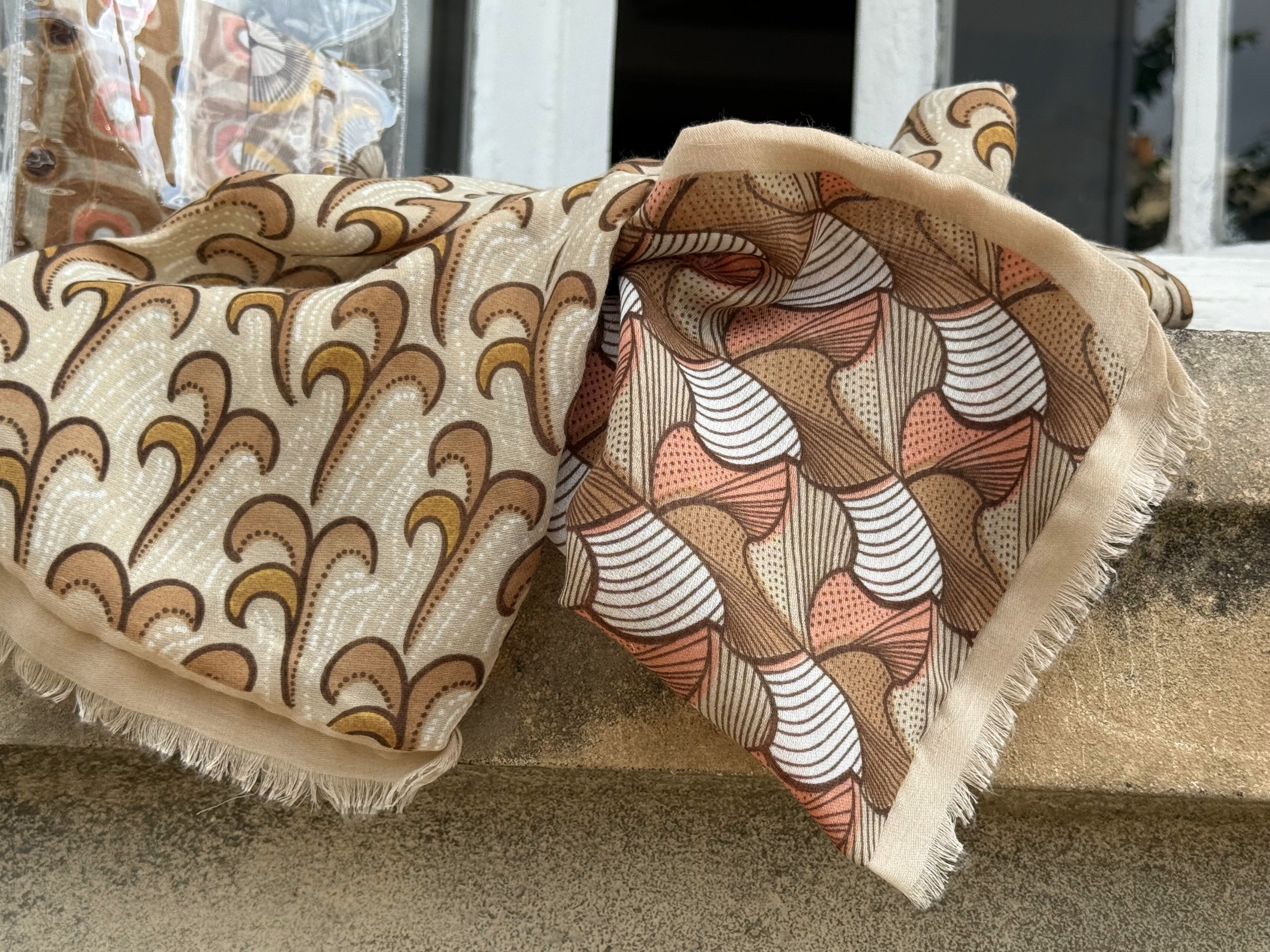 Foulard long CYU Beige Rétro très doux