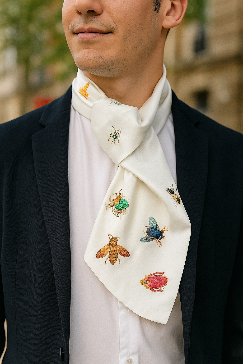 Foulard CYU Blanc en avec insectes colorés