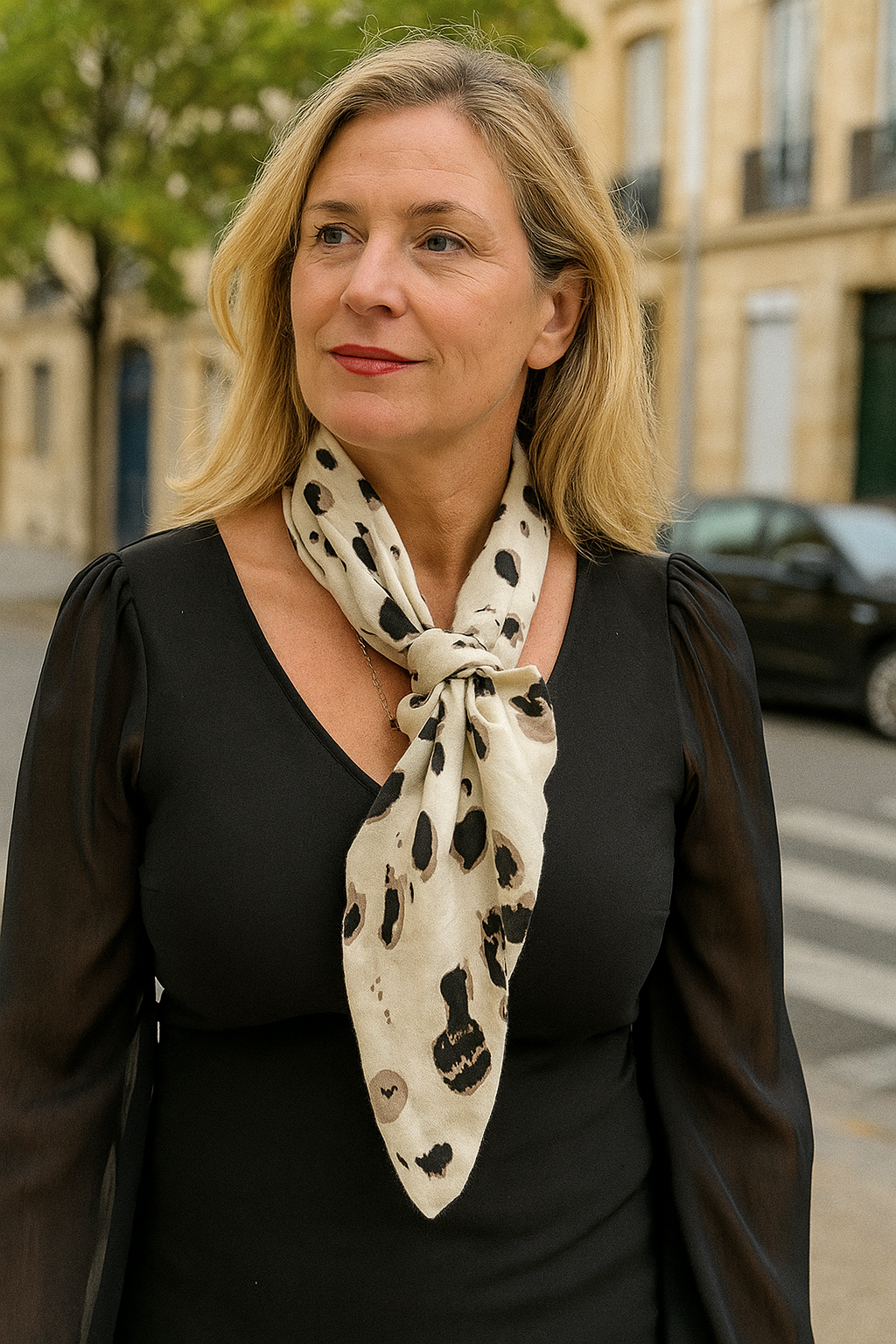 Foulard CYU Beige et Moucheté Marron très doux