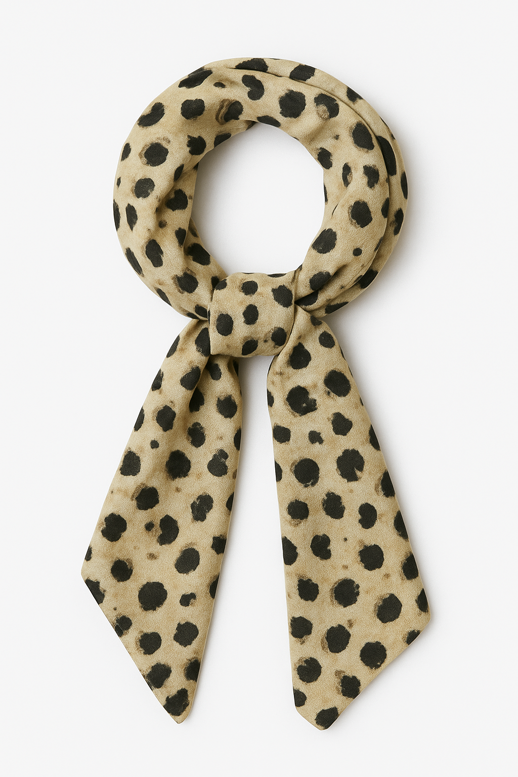 Foulard long beige moucheté marron noir très doux