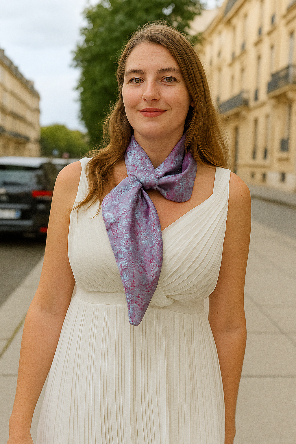 Foulard CYU très Chic Violet en soie