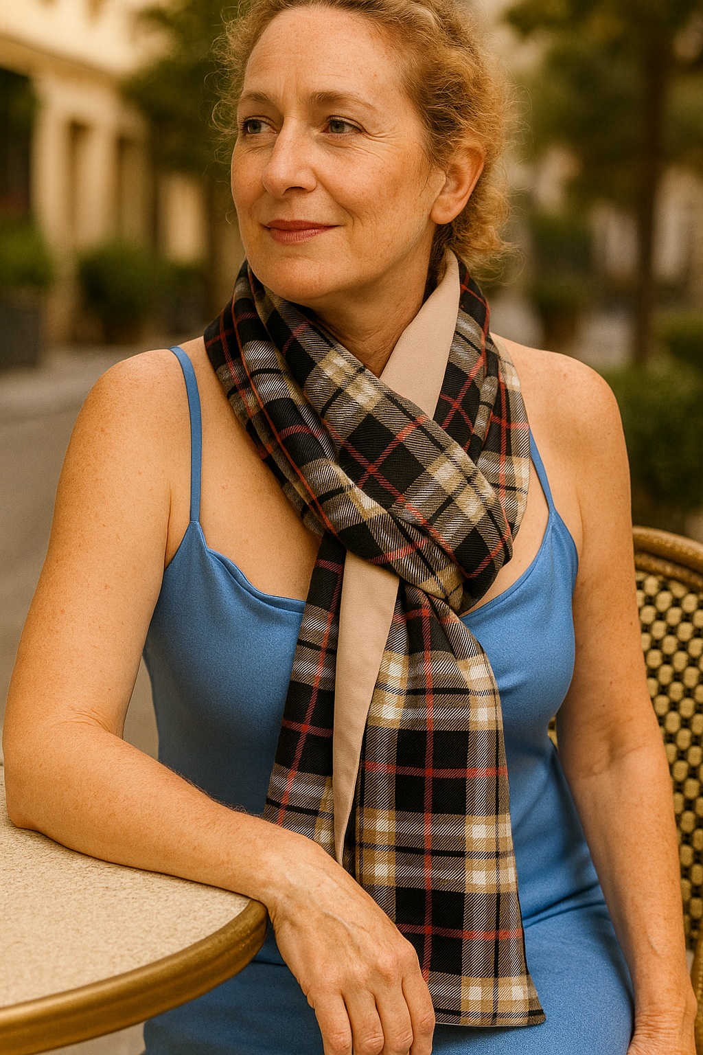 Foulard long CYU Burberry Style Noir et Beige