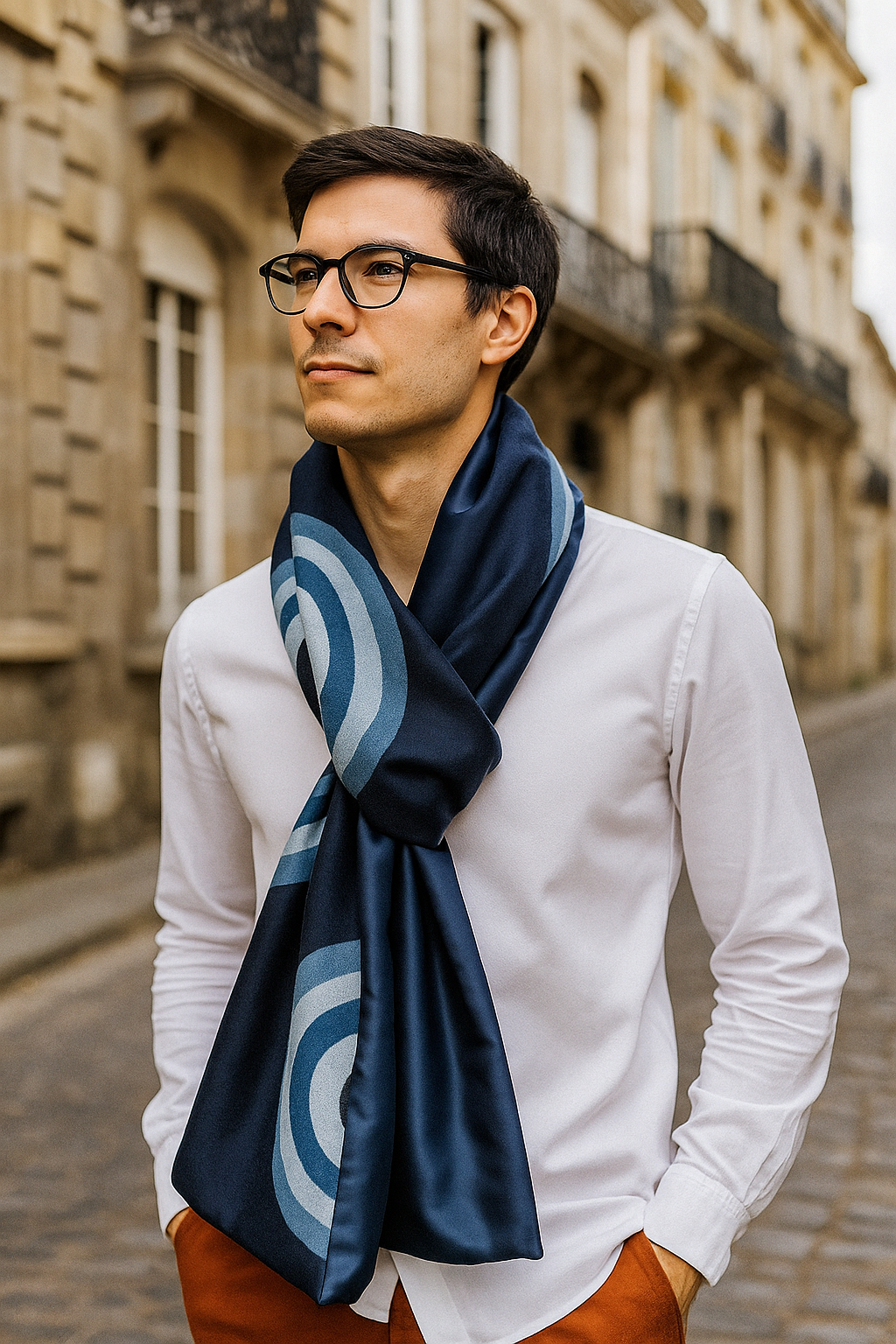 Foulard CYU Arc en Ciel Bleu Marine long doux et léger